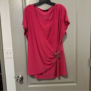 Rachel Pink Blouse with Buckle Accent XL Y2K McBling Baddie Layering Sexy